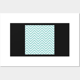 Light Blue Chevron Zig Zag Repeat Pattern Posters and Art